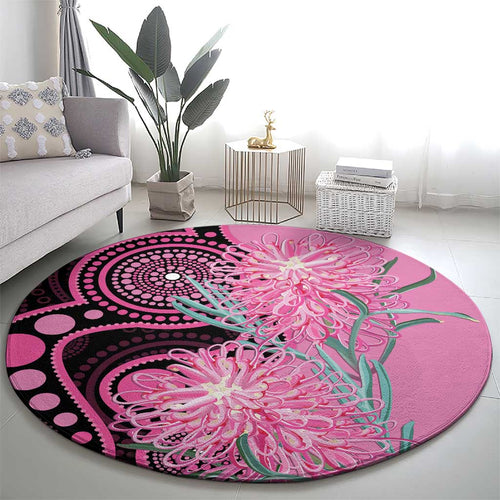 Australia Grevillea Round Carpet Aussie Native Spider Flower Indigenous Art