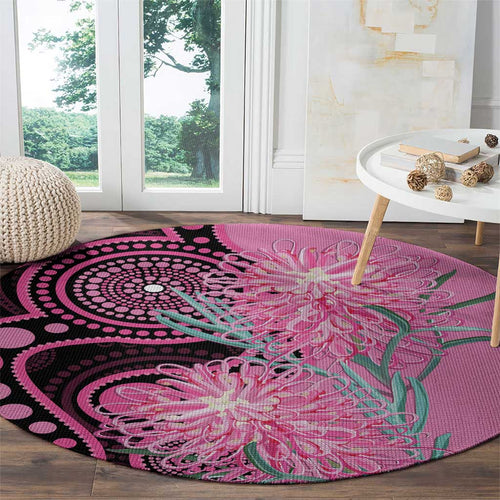 Australia Grevillea Round Carpet Aussie Native Spider Flower Indigenous Art