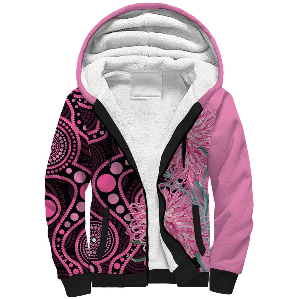Australia Grevillea Sherpa Hoodie Aussie Native Spider Flower Indigenous Art