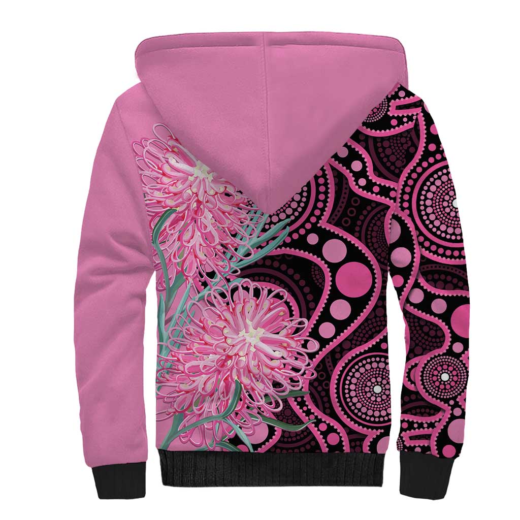Australia Grevillea Sherpa Hoodie Aussie Native Spider Flower Indigenous Art