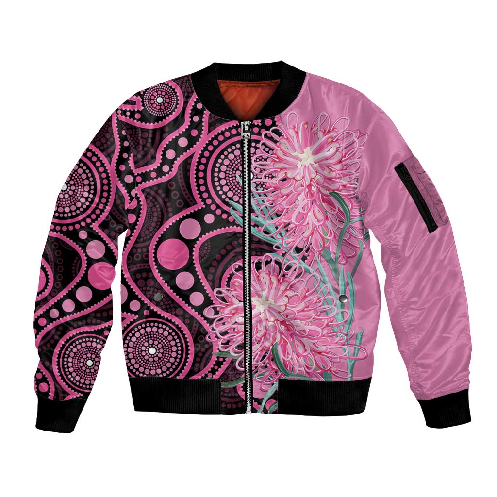 Australia Grevillea Sleeve Zip Bomber Jacket Aussie Native Spider Flower Indigenous Art