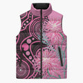 Australia Grevillea Sleeveless Puffer Jacket Aussie Native Spider Flower Indigenous Art