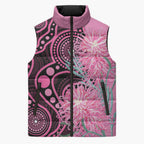 Australia Grevillea Sleeveless Puffer Jacket Aussie Native Spider Flower Indigenous Art