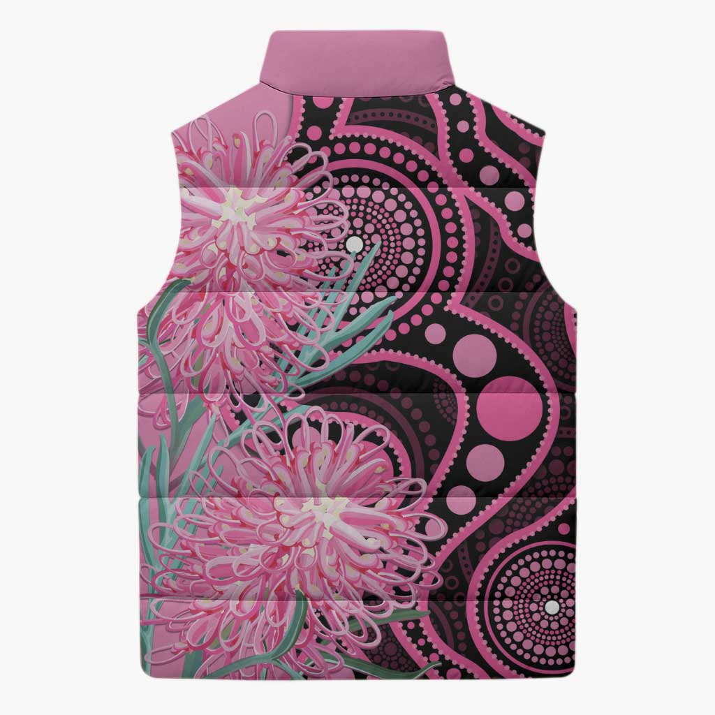 Australia Grevillea Sleeveless Puffer Jacket Aussie Native Spider Flower Indigenous Art