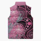 Australia Grevillea Sleeveless Puffer Jacket Aussie Native Spider Flower Indigenous Art