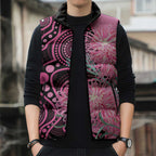 Australia Grevillea Sleeveless Puffer Jacket Aussie Native Spider Flower Indigenous Art