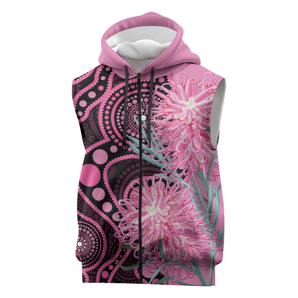 Australia Grevillea Sleeveless Zip Hoodie Aussie Native Spider Flower Indigenous Art
