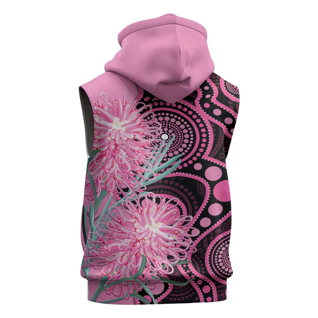 Australia Grevillea Sleeveless Zip Hoodie Aussie Native Spider Flower Indigenous Art