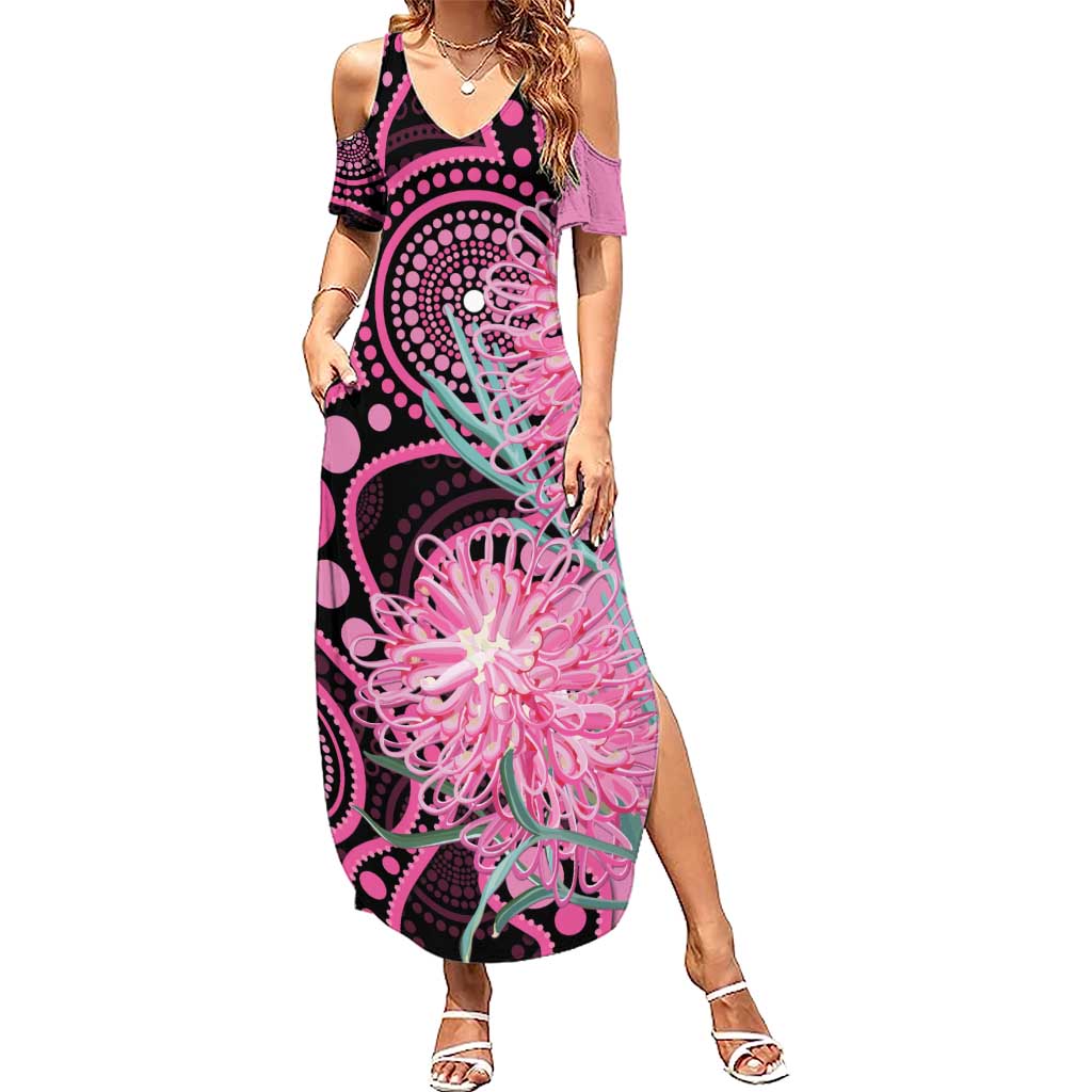 Australia Grevillea Summer Maxi Dress Aussie Native Spider Flower Indigenous Art
