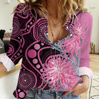 Australia Grevillea Women Casual Shirt Aussie Native Spider Flower Indigenous Art