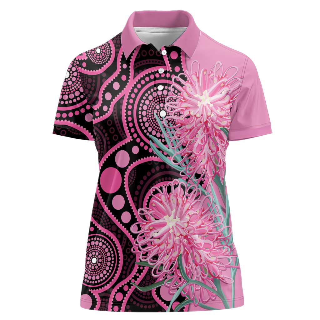 Australia Grevillea Women Polo Shirt Aussie Native Spider Flower Indigenous Art