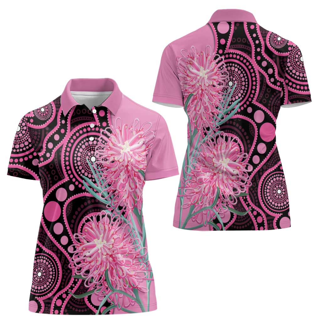 Australia Grevillea Women Polo Shirt Aussie Native Spider Flower Indigenous Art