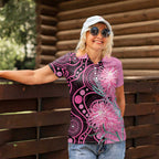Australia Grevillea Women Polo Shirt Aussie Native Spider Flower Indigenous Art