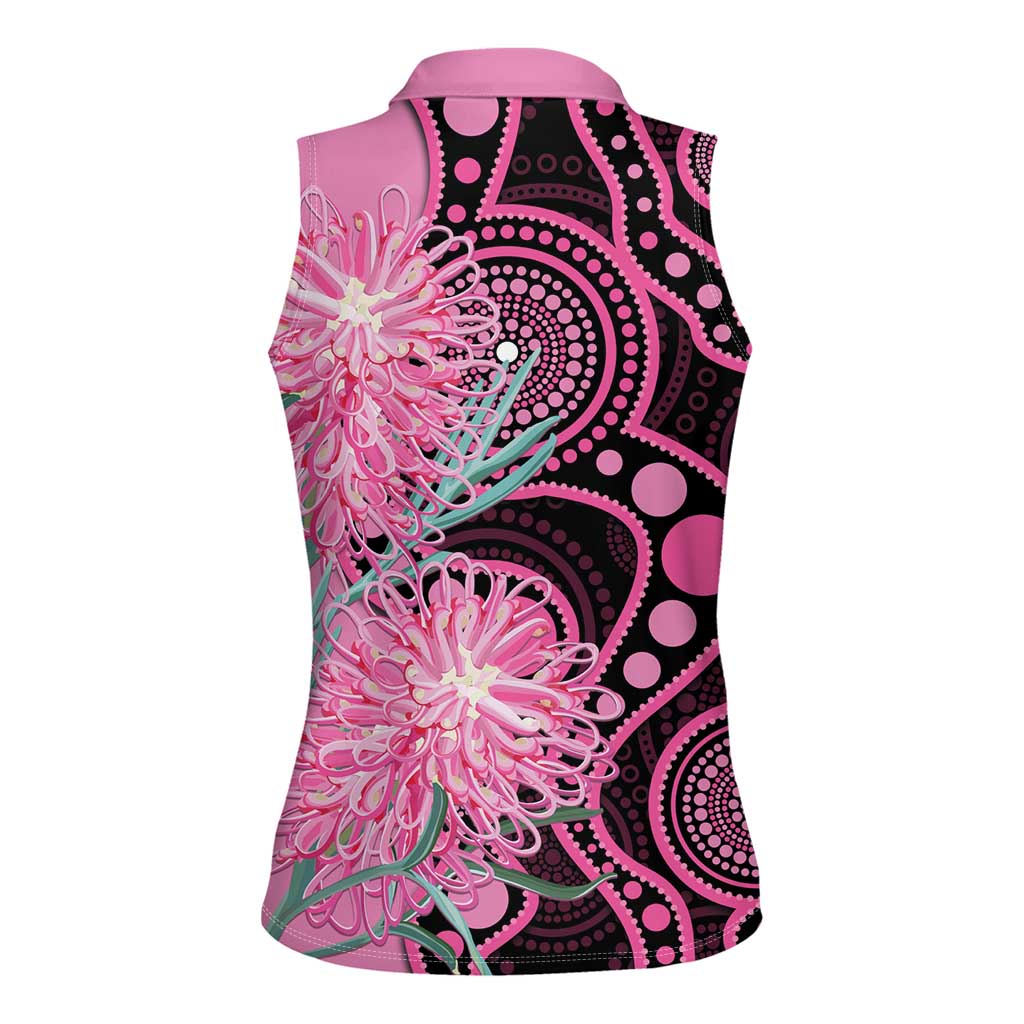 Australia Grevillea Women Sleeveless Polo Shirt Aussie Native Spider Flower Indigenous Art