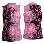 Australia Grevillea Women Sleeveless Polo Shirt Aussie Native Spider Flower Indigenous Art