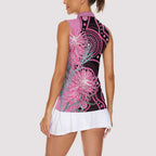 Australia Grevillea Women Sleeveless Polo Shirt Aussie Native Spider Flower Indigenous Art