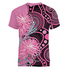 Australia Grevillea Women V-Neck T-Shirt Aussie Native Spider Flower Indigenous Art