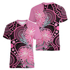 Australia Grevillea Women V-Neck T-Shirt Aussie Native Spider Flower Indigenous Art