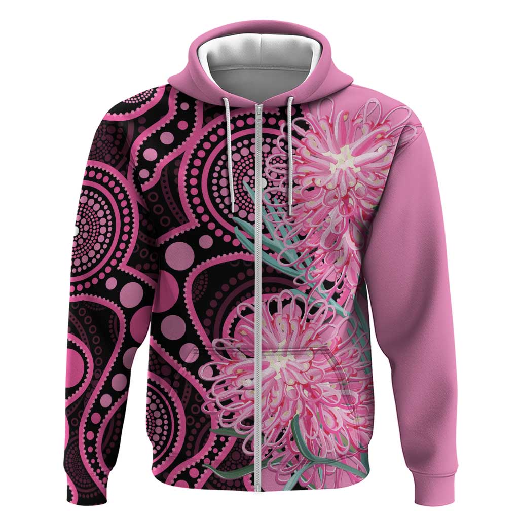Australia Grevillea Zip Hoodie Aussie Native Spider Flower Indigenous Art