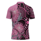Australia Grevillea Zipper Polo Shirt Aussie Native Spider Flower Indigenous Art