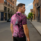 Australia Grevillea Zipper Polo Shirt Aussie Native Spider Flower Indigenous Art