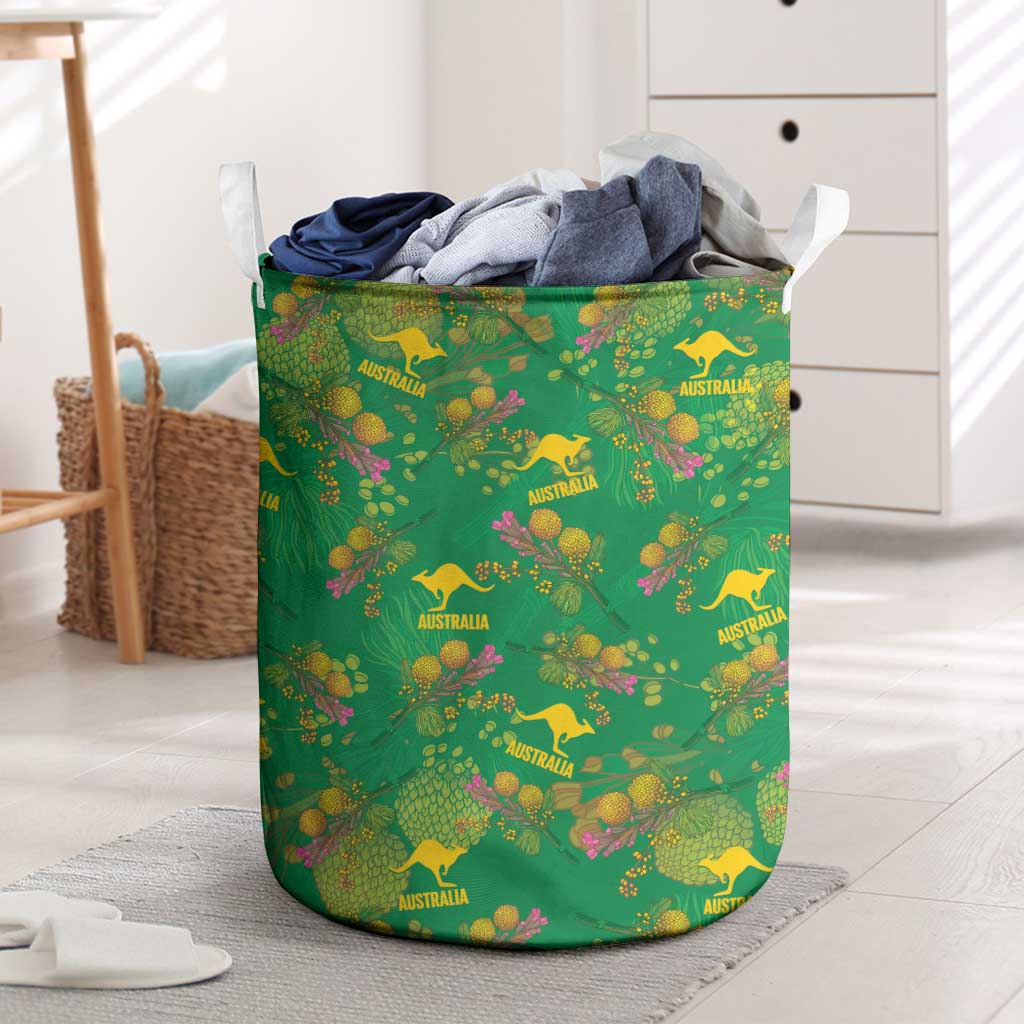 Australia Billy Buttons Laundry Basket Aussie Pycnosorus Kangaroo Seamless Style