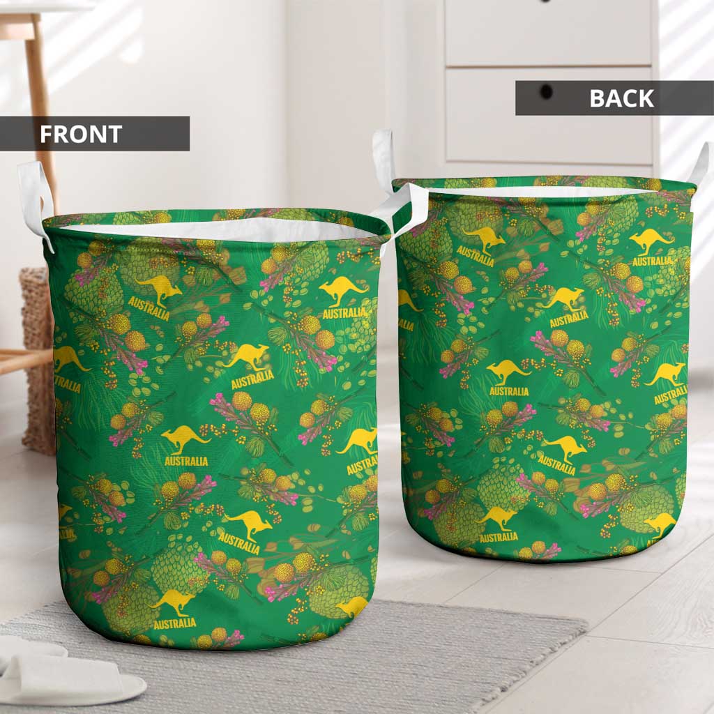Australia Billy Buttons Laundry Basket Aussie Pycnosorus Kangaroo Seamless Style