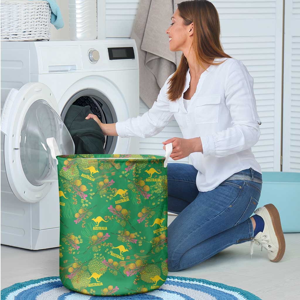 Australia Billy Buttons Laundry Basket Aussie Pycnosorus Kangaroo Seamless Style