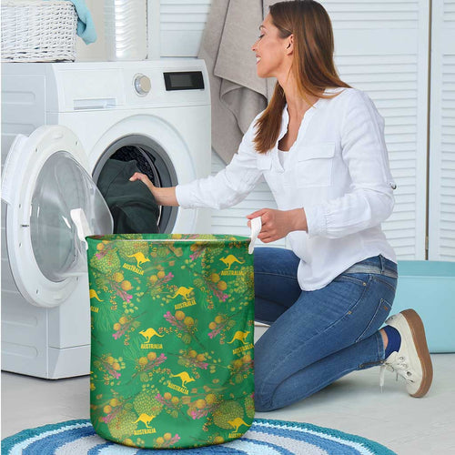 Australia Billy Buttons Laundry Basket Aussie Pycnosorus Kangaroo Seamless Style