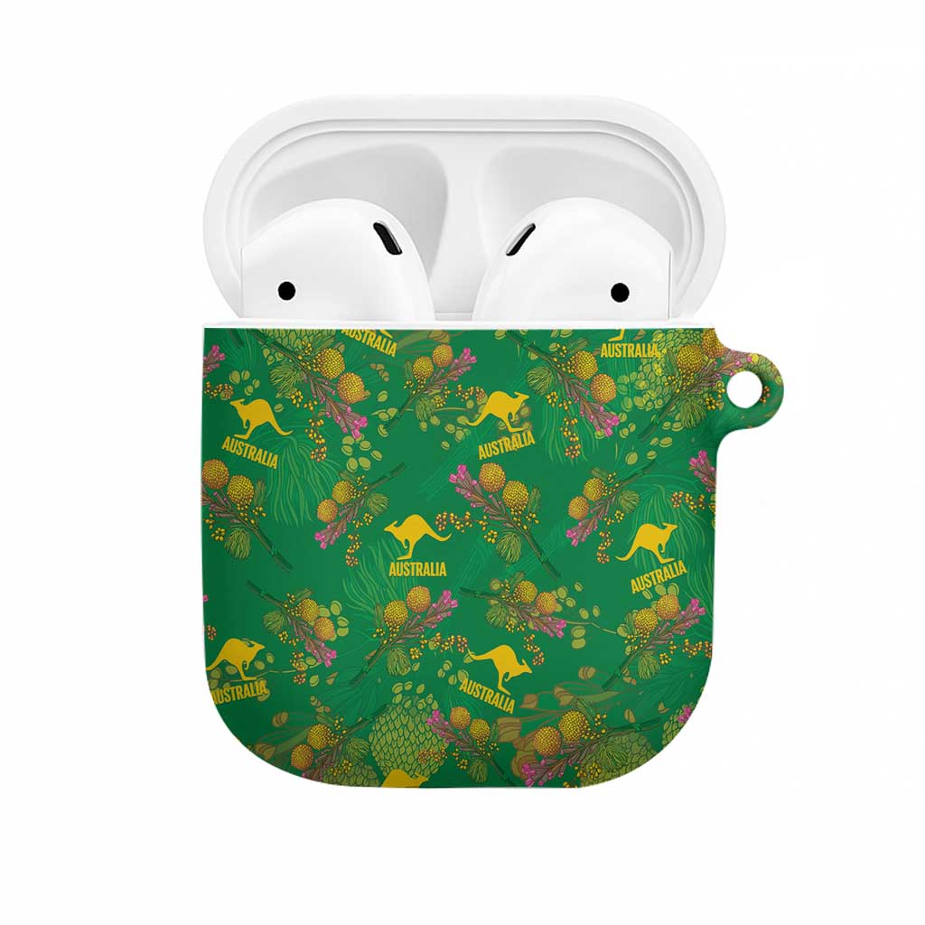 Australia Billy Buttons AirPods Case Aussie Pycnosorus Kangaroo Seamless Style