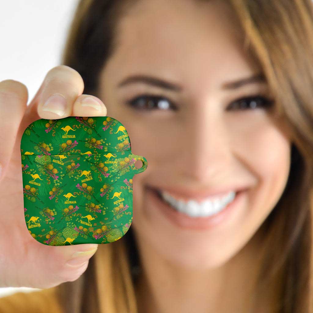 Australia Billy Buttons AirPods Case Aussie Pycnosorus Kangaroo Seamless Style