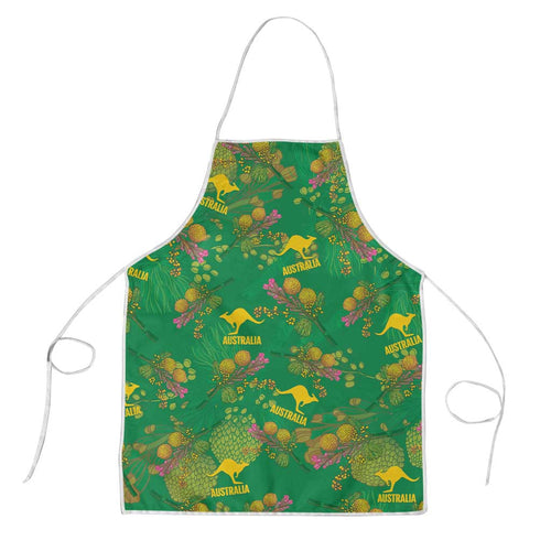 Australia Billy Buttons Apron Aussie Pycnosorus Kangaroo Seamless Style