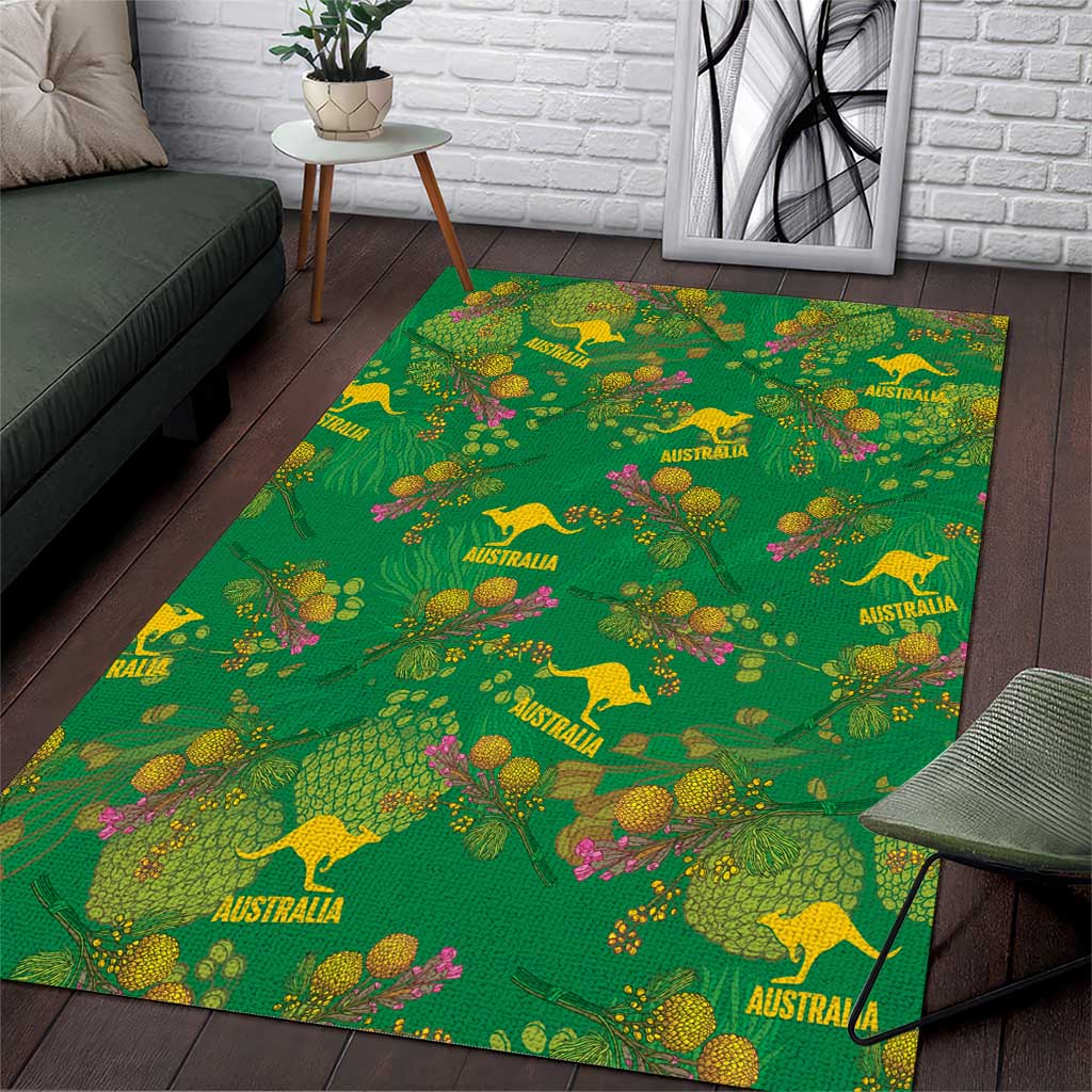 Australia Billy Buttons Area Rug Aussie Pycnosorus Kangaroo Seamless Style