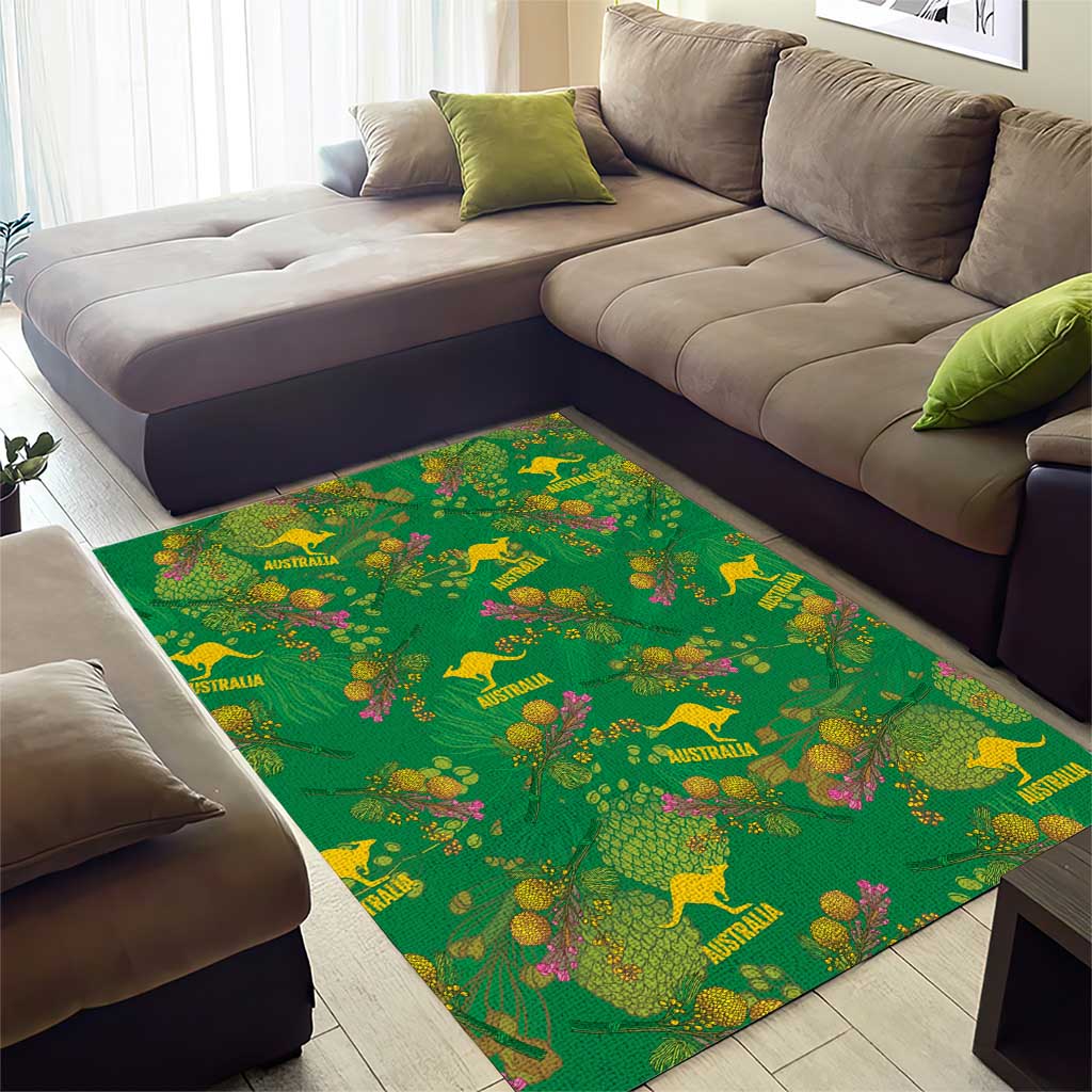 Australia Billy Buttons Area Rug Aussie Pycnosorus Kangaroo Seamless Style