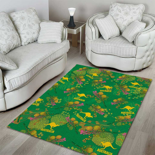 Australia Billy Buttons Area Rug Aussie Pycnosorus Kangaroo Seamless Style