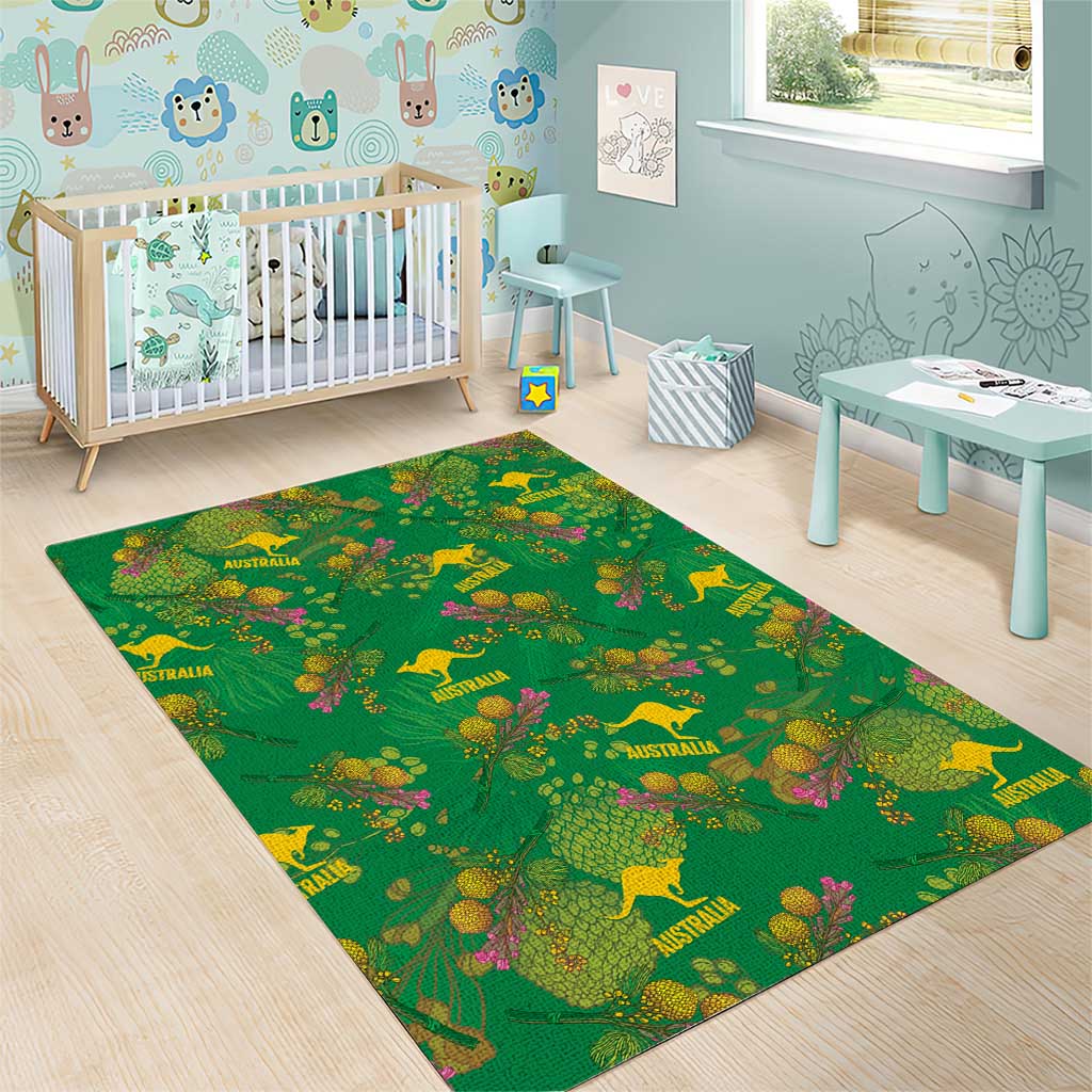Australia Billy Buttons Area Rug Aussie Pycnosorus Kangaroo Seamless Style