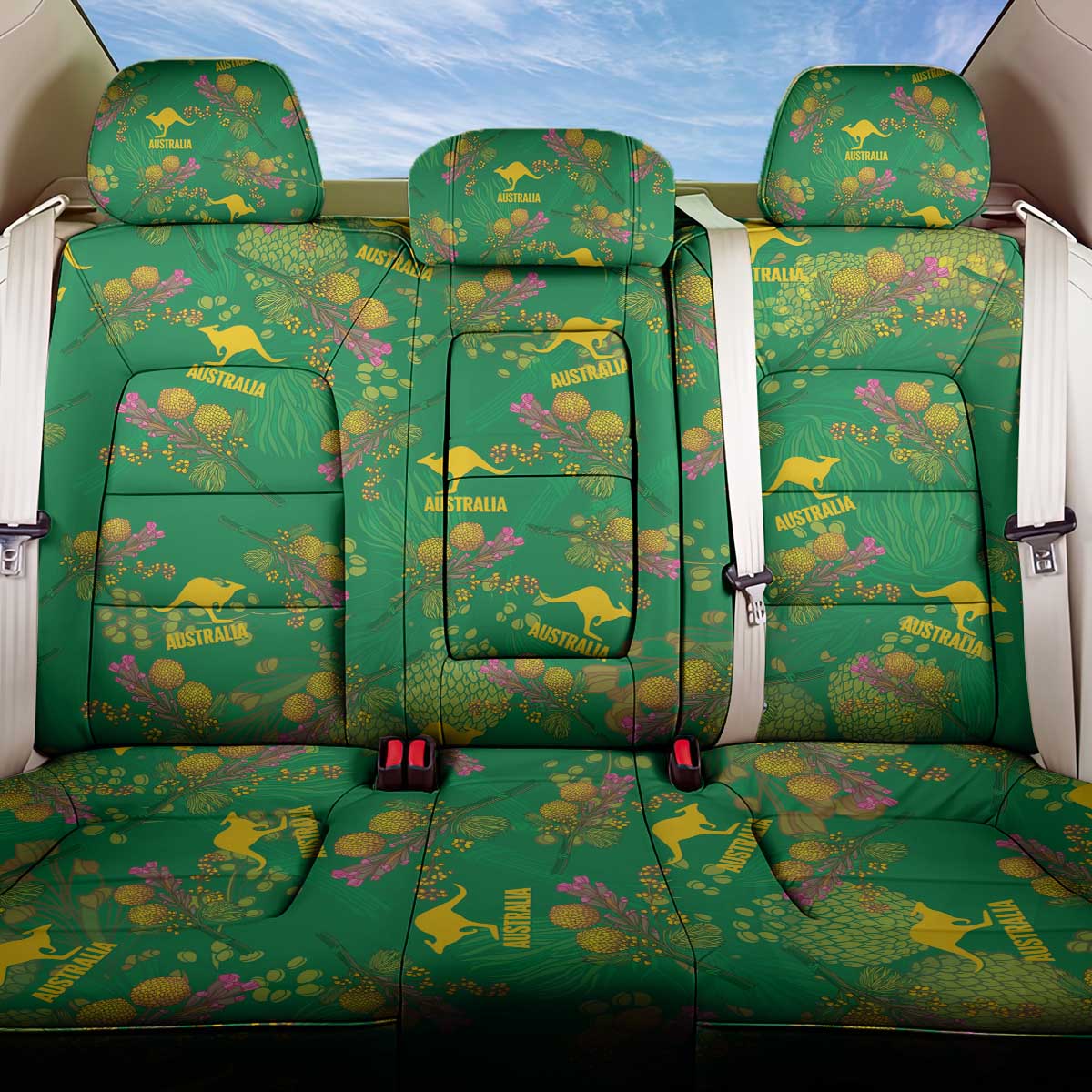 Australia Billy Buttons Back Car Seat Cover Aussie Pycnosorus Kangaroo Seamless Style