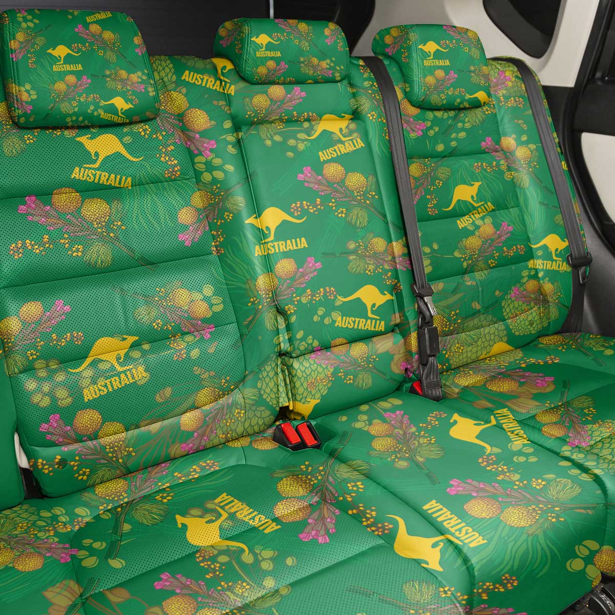 Australia Billy Buttons Back Car Seat Cover Aussie Pycnosorus Kangaroo Seamless Style