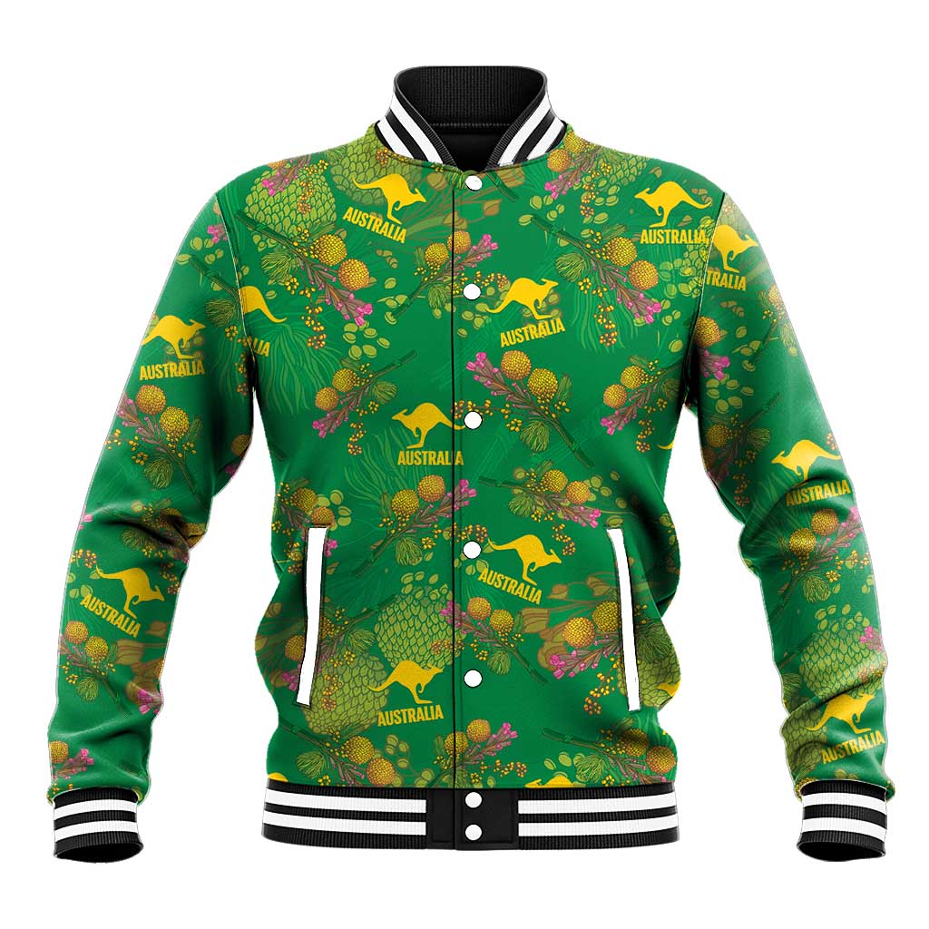 Australia Billy Buttons Baseball Jacket Aussie Pycnosorus Kangaroo Seamless Style