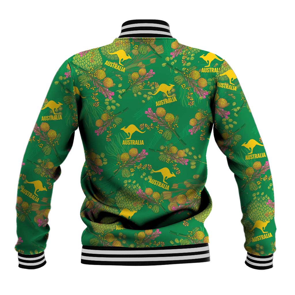 Australia Billy Buttons Baseball Jacket Aussie Pycnosorus Kangaroo Seamless Style