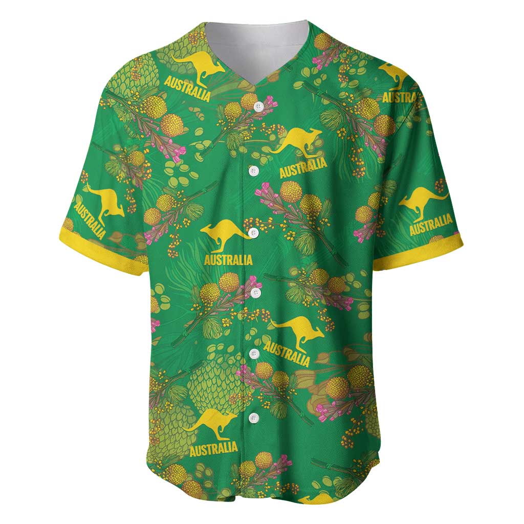 Australia Billy Buttons Baseball Jersey Aussie Pycnosorus Kangaroo Seamless Style