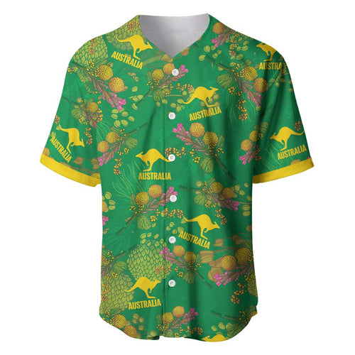 Australia Billy Buttons Baseball Jersey Aussie Pycnosorus Kangaroo Seamless Style