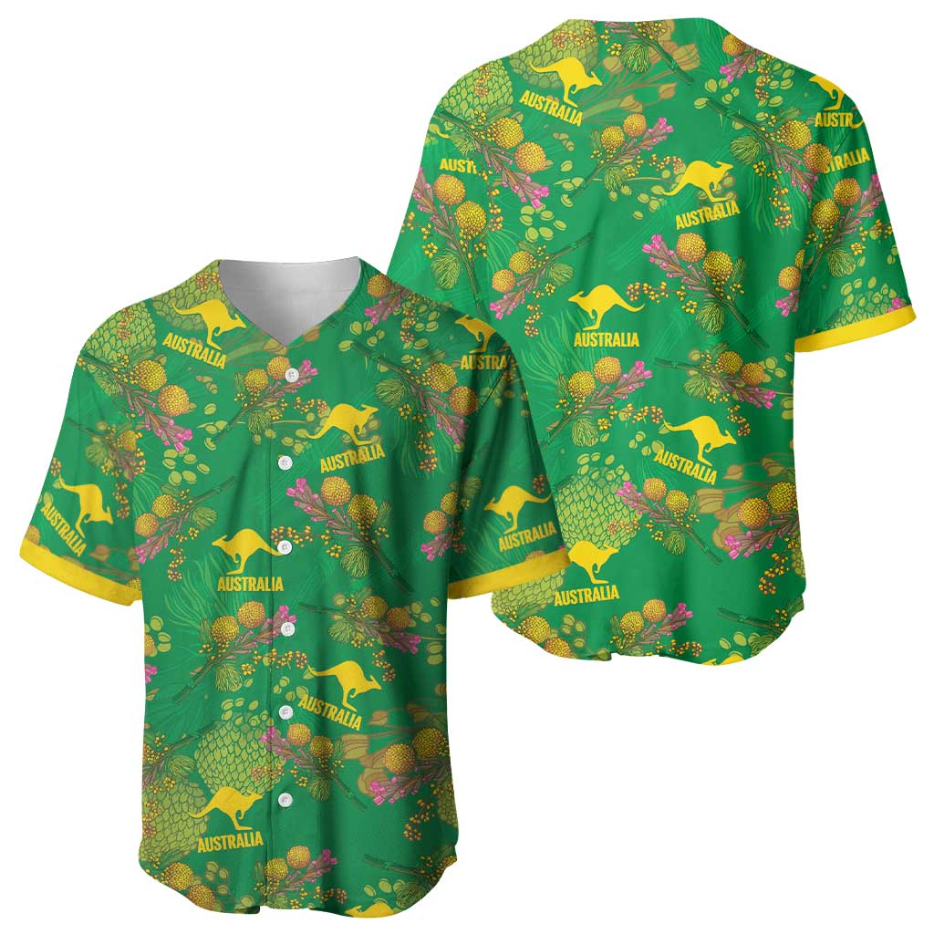 Australia Billy Buttons Baseball Jersey Aussie Pycnosorus Kangaroo Seamless Style