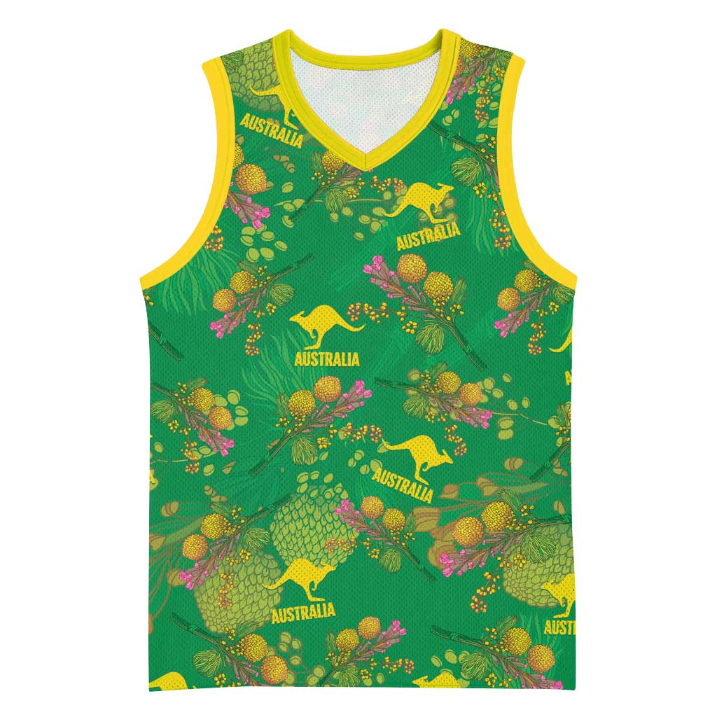 Australia Billy Buttons Basketball Jersey Aussie Pycnosorus Kangaroo Seamless Style