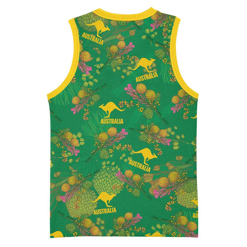 Australia Billy Buttons Basketball Jersey Aussie Pycnosorus Kangaroo Seamless Style
