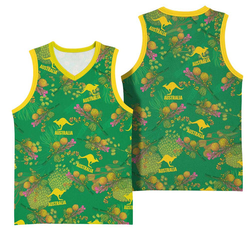 Australia Billy Buttons Basketball Jersey Aussie Pycnosorus Kangaroo Seamless Style