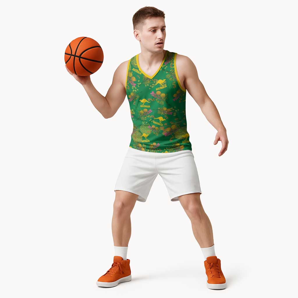 Australia Billy Buttons Basketball Jersey Aussie Pycnosorus Kangaroo Seamless Style