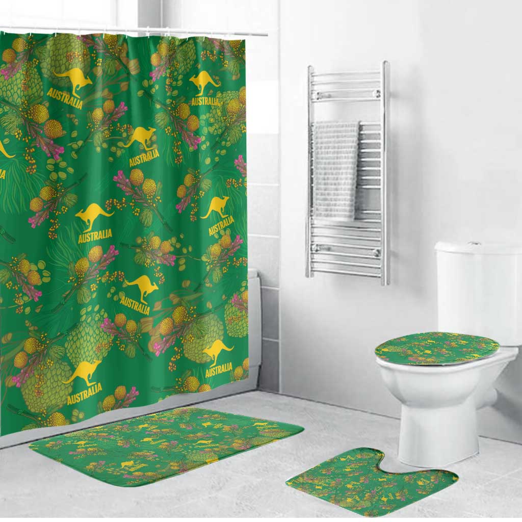 Australia Billy Buttons Bathroom Set Aussie Pycnosorus Kangaroo Seamless Style