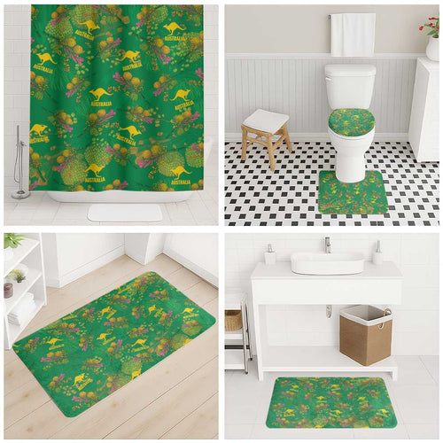 Australia Billy Buttons Bathroom Set Aussie Pycnosorus Kangaroo Seamless Style
