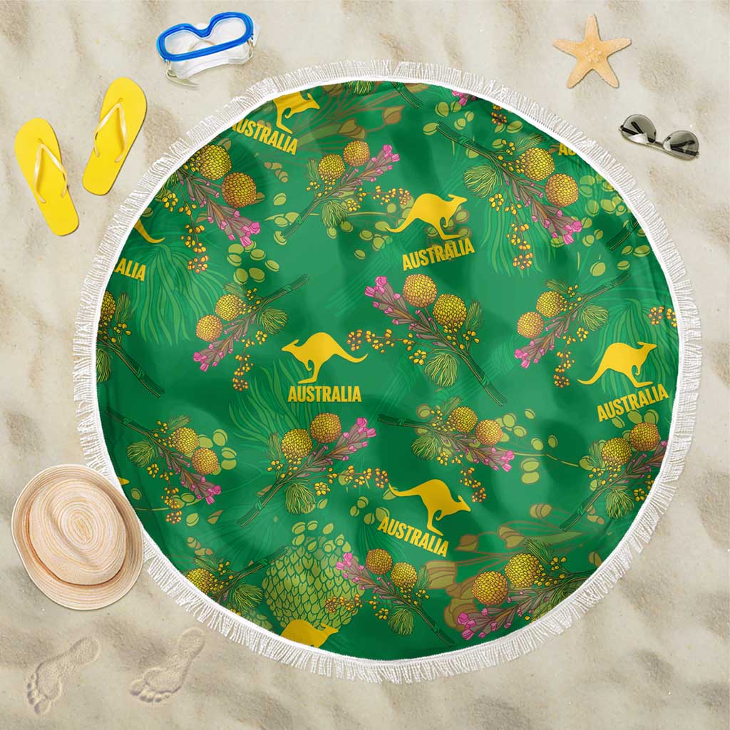 Australia Billy Buttons Beach Blanket Aussie Pycnosorus Kangaroo Seamless Style